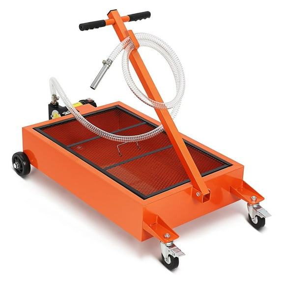 Pinypikaka 15/20 Gallon Electric Oil Drain Pan, Low Profile Oil Drain Pan with 110V Electric Pump, Oil Change Pan with 8Ft Hose and T Folding Handle, Rolling Oil Drain Cart for Truck, RVs, SUVs