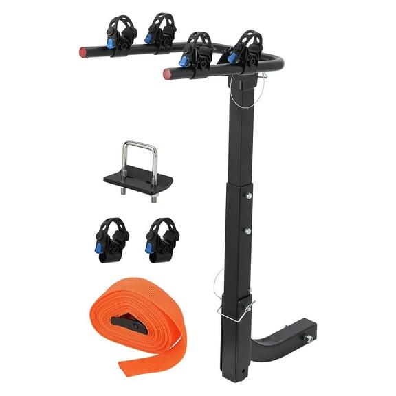 Pinypikaka 2-Bicycle / 4-Bicycle Hitch-Mounted Bike Rack Carrier, Foldable Steel Frame Bicycle Car Rack with Anti-Rattle Hitch Tightener and Tie Straps, Bike Carrier Rack Hitch for Car SUV Truck RV