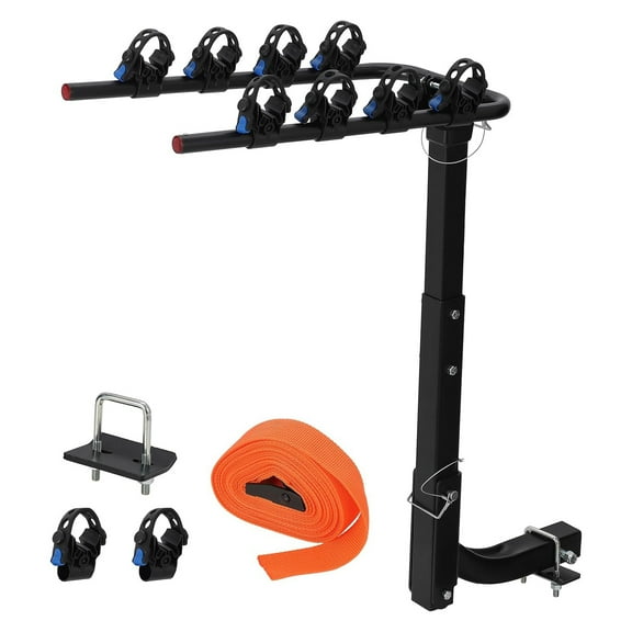Pinypikaka 2-Bicycle / 4-Bicycle Hitch-Mounted Bike Rack Carrier, Foldable Steel Frame Bicycle Car Rack with Anti-Rattle Hitch Tightener and Tie Straps, Bike Carrier Rack Hitch for Car SUV Truck RV