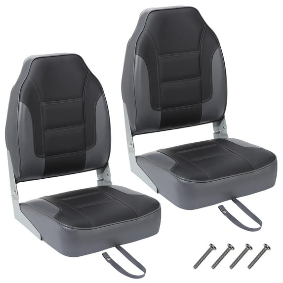 Pinypikaka 2 Pack Boat Seats High Back Folding Boat Seats Stainless Steel Screws Included, Fold-Down Fishing Boat Chair with Thickened Sponge Padding for Sightseeing Boat Speedboat