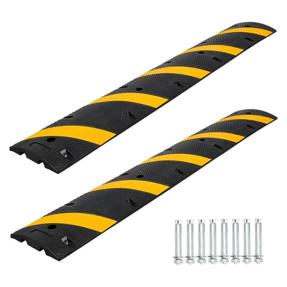 Pinypikaka 2 Pack Rubber Speed Bump 6ft Garage Speed Humps 66000 Lbs Load Capacity, Black + Yellow