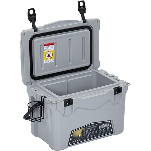 Pinypikaka 20QT/35QT Portable Ice Cooler, Heavy Duty Ice Chest with Portable Cup Holder, Fish Ruler, Bottle Openers, Camping Cooler for Beach Boat Fishing Picnic Travel