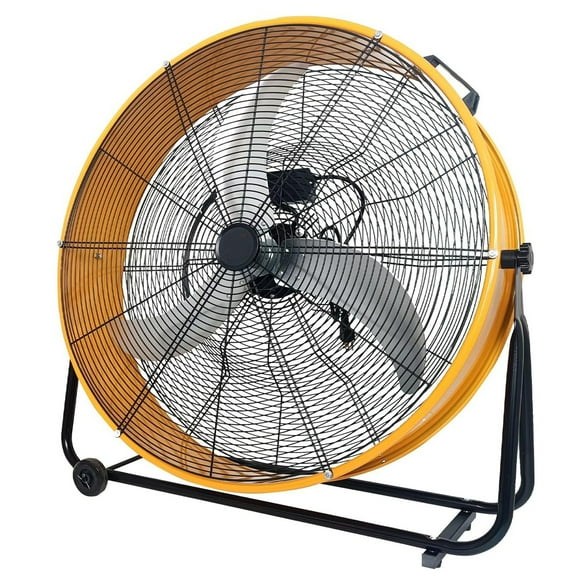 Pinypikaka 24" Heavy Duty High Velocity Drum Fan, 4925 CFM 3-Speed Adjustable Floor Fan with 360° Tilt, Portable Air Circulator for Warehouse, Garage, Basement
