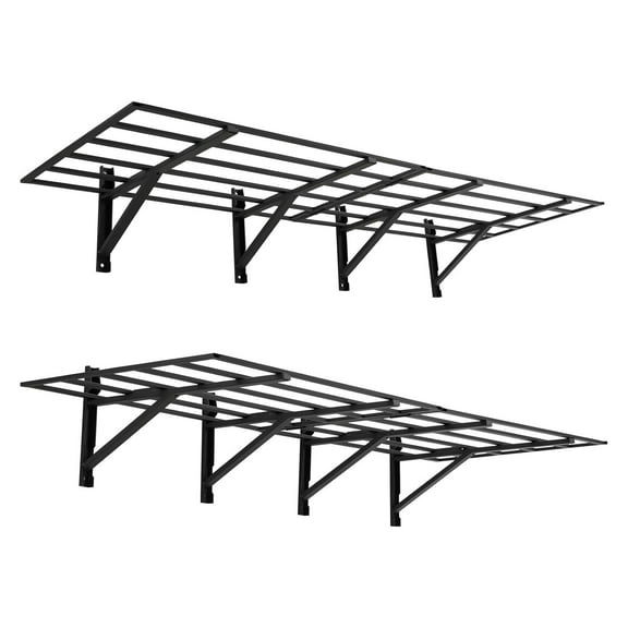 Pinypikaka 2PCS Folding Wall Shelf Steel Garage Shelving Storage Rack 24" by 75" (2x6ft) Wall Mounted Floating Shelves, 1600lbs Load Capacity