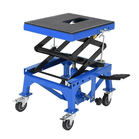 Pinypikaka 350 Lbs Heavy Duty Hydraulic Motorcycle Lift Jack Table, Scissor Lift Stand Foot Operated ATV Dirt Bike Scissor Stand with 4 Wheels, Lifting Range 13.78"-34.25"