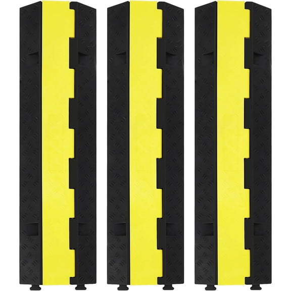 Pinypikaka 3PCS Heavy Duty Rubber Cable Protectors with 2 Channel Ramps, 11000lbs Capacity Speed Bumps for Cables and Vehicles, Perfect for Indoor and Outdoor Use