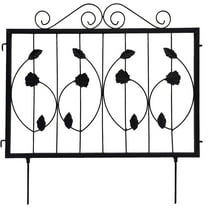 Pinypikaka 4 Pack Decorative Garden Fence, Rustproof Metal Garden Fence Border, Outdoor Fencing Panel Animal Barrier for Flower Bed, Patio, Yard, Black, 23.6'' (H) x 23.6'' (L)