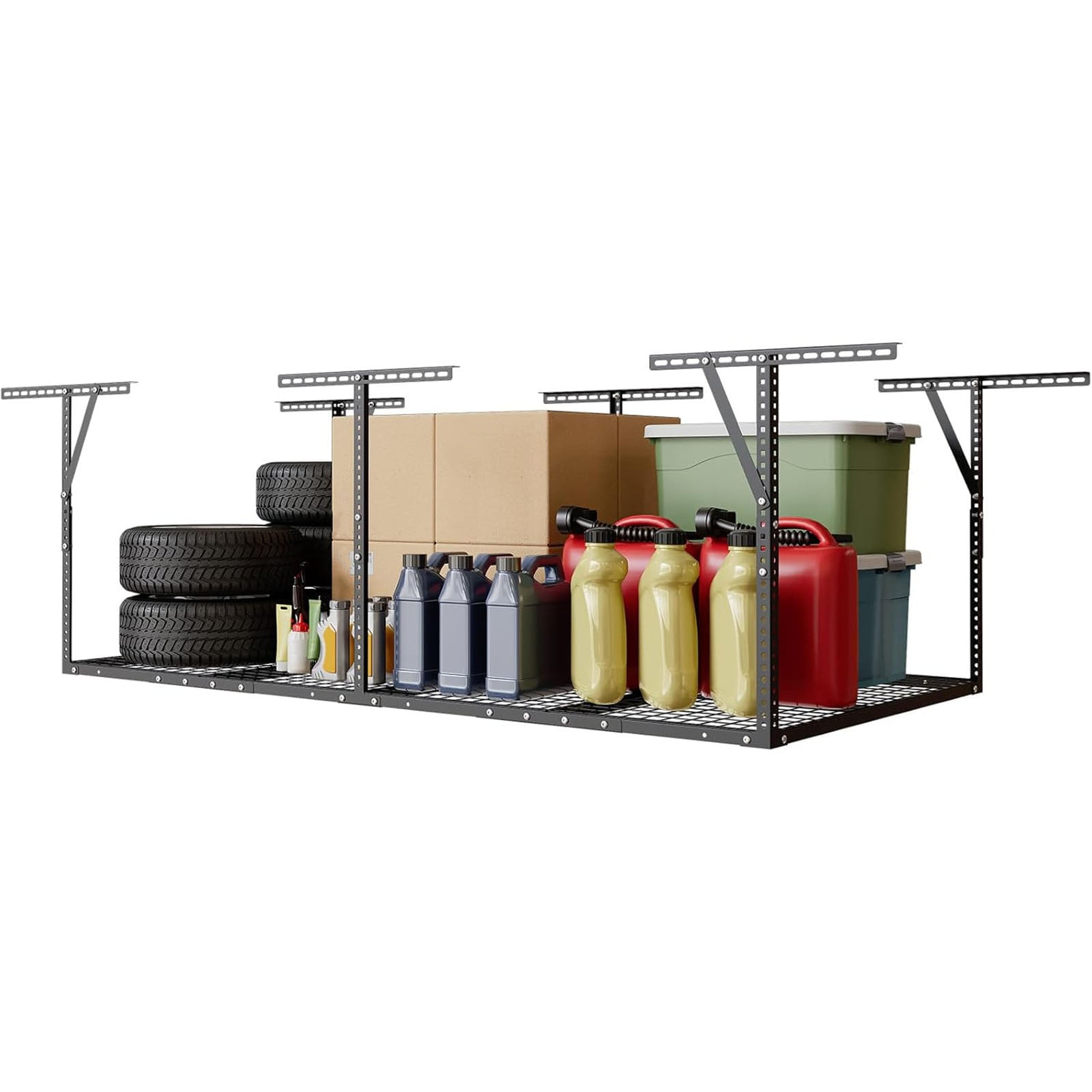 Pinypikaka 4'x8' Overhead Garage Storage Rack, Stable Triangle Support ...