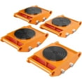 thumbnail image 1 of Pinypikaka 4PCS Machinery Skates, 8T 12T Machinery Dolly, 4 Wheels Heavy Duty Machine Moving Skates with 360° Rotation Disc for Moving Equipment, Orange, 1 of 6
