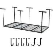 Pinypikaka 4x8 FT Overhead Garage Storage Rack, 660 lbs Loading Weight Steel Ceiling Shelves, Height Adjustable 22"-40", Space-Saving Storage System for Attic, Basement, Shed