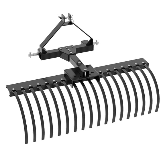 Pinypikaka 50-inch Landscape Rake for Tractor, Heavy Duty Rock Rake for Compact Tractors with 18 Steel Tines, for Garden, Farm, Grass
