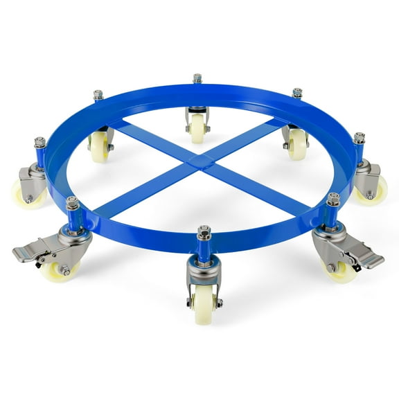 Pinypikaka 55 Gallon Drum Dolly, 2000 lbs Load Capacity Barrel Dolly with 360° Swivel Casters Wheel & Cross Braces, Barrel Cart with Brake, Non Tipping Dollies for Warehouse Drum Handling