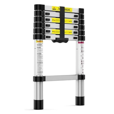Pinypikaka 6.6FT Telescoping Ladder 331lbs Load Capacity Aluminum Telescopic Extension Ladder, Multi-purpose Collapsible Ladder for RV, Home, Outdoor Work, Silver
