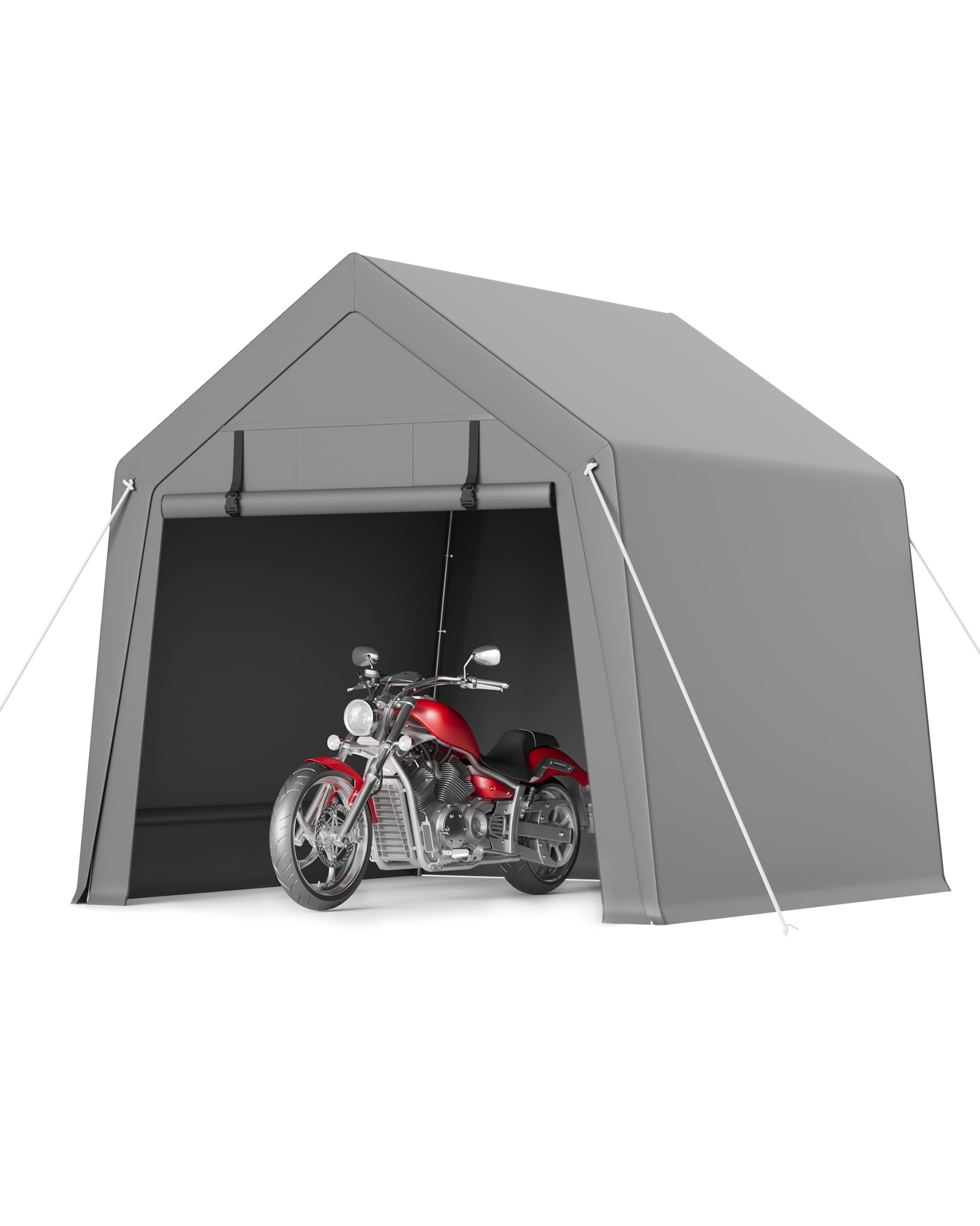 Gray 6' x 6' Portable Motorcycle Storage Shed with Windows