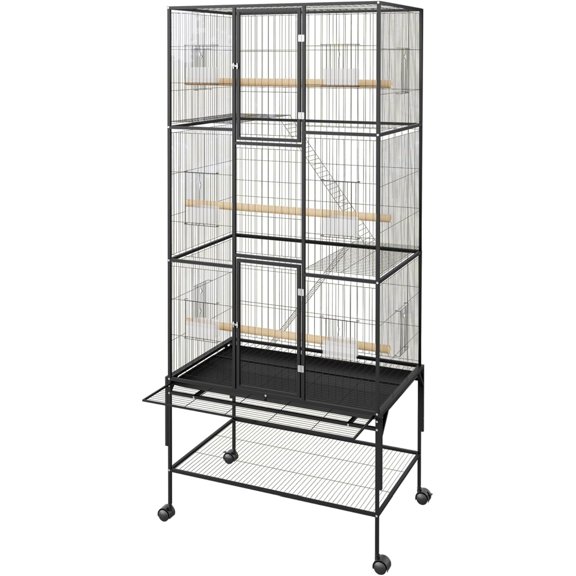 Picture Idea: Large Divided Bird Breeding Cage With Rolling Stand For Canary