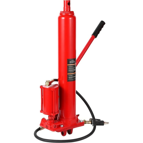 Pinypikaka 8 Ton Air/Hydraulic Long Ram Jack, Engine Hoist Cylinder with Air Pump & Clevis Base, Long Ram Jack for Engine Hoists, Garage Cranes, Farm, Mechanical