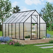 Pinypikaka 8'x16' Aluminum-Framed Greenhouse, Heavy Duty Polycarbonate Greenhouse with Quick Setup Structure and Roof Vent, Large Enhanced Aluminum Green House Kit for Outdoors