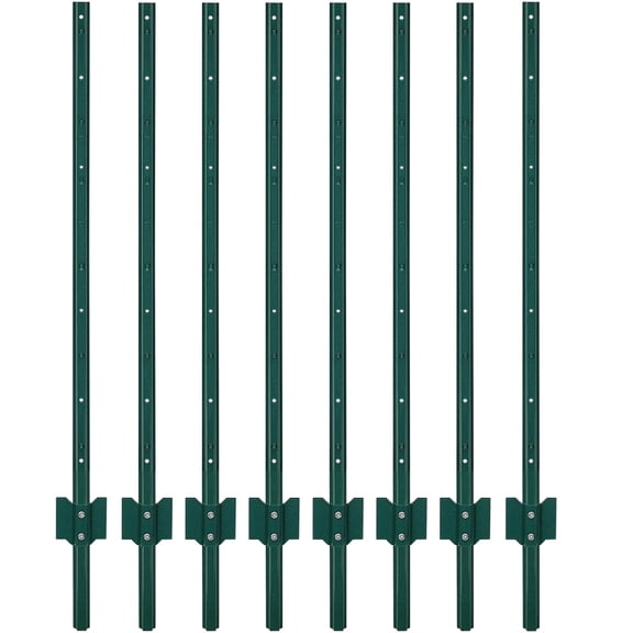 Pinypikaka 8PCS Metal Fence Post, 4FT Steel Garden Fence Stakes, T Posts Fencing Poles for Farms, Yard, Lawn