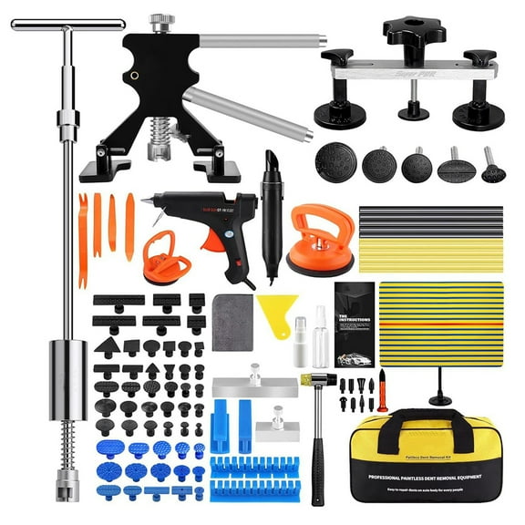 Pinypikaka 93PCS Auto Body Dent Repair Kit, Paintless Dent Removal Kit with Dent Lifter, Bridge Puller, Rubber Hammer, T-Bar, Suction Cup, Dent Puller for Auto Body Dents