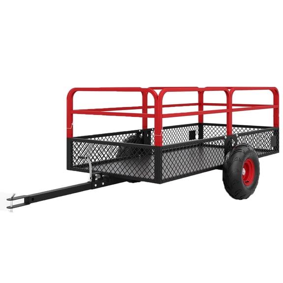 Pinypikaka ATV Trailer Tow Behind Dump Cart, 1600 LBS 22 Cubic Feet Heavy Duty Yard Garden Trailer Pull Behind with Removable Sides & All Terrain Tires, Fits Lawn Mower, Tractor