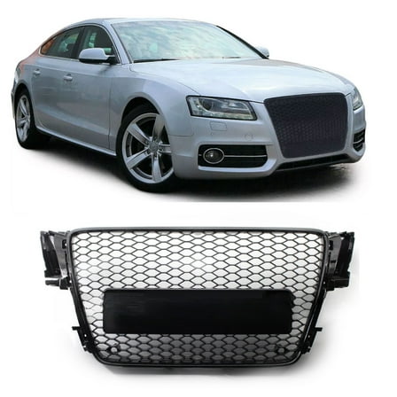 Pinypikaka Car Front Bumper Grille Honeycomb Radiator Bumper Grille Grill Cover Compatible with A5 B8 8P0 2008-2012, 8T0853651 Black