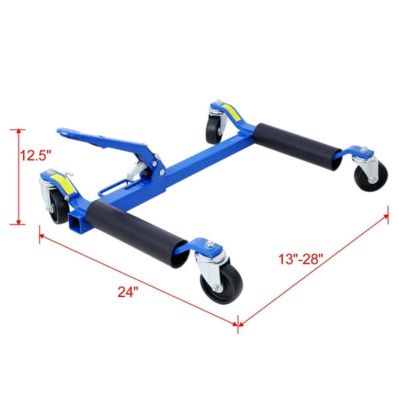 Pinypikaka Car Wheel Dolly Jack 2PCS, Heavy Duty Vehicle Positioning With Ratcheting Foot Pedal, Hydraulic Car Wheel Dolly Jack Blue