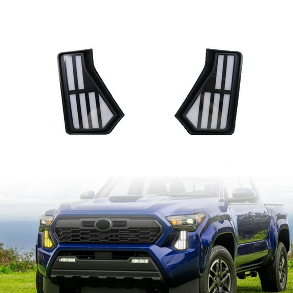 Pinypikaka DRL Daytime Running Lights Amber Turn Signal Front Bumper Lamps LED Fog Lights Compatible for Toyota Tacoma 2024 2025