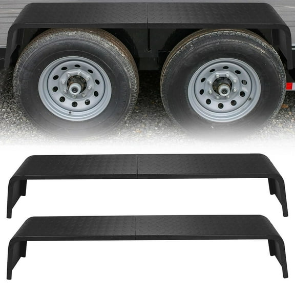Pinypikaka Detachable Trailer Fenders, 2Pcs Tandem Axle Trailer Fenders, Heavy Duty Painted Steel Diamond Tread Plate Fenders Fit for 13"-15" Tires, 10" x 72" x 13"