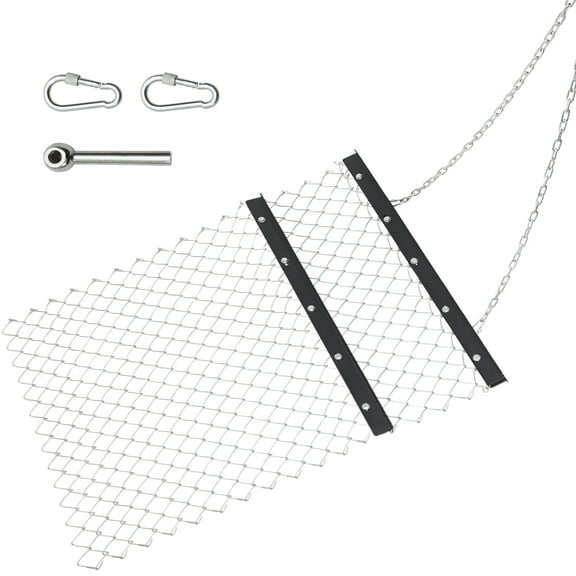 Pinypikaka Drag Harrow 4' x 3', 6' x 5' ATV Chain Harrow UTV Drag Grader Tractor Attachments for Farm and Garden Lawn