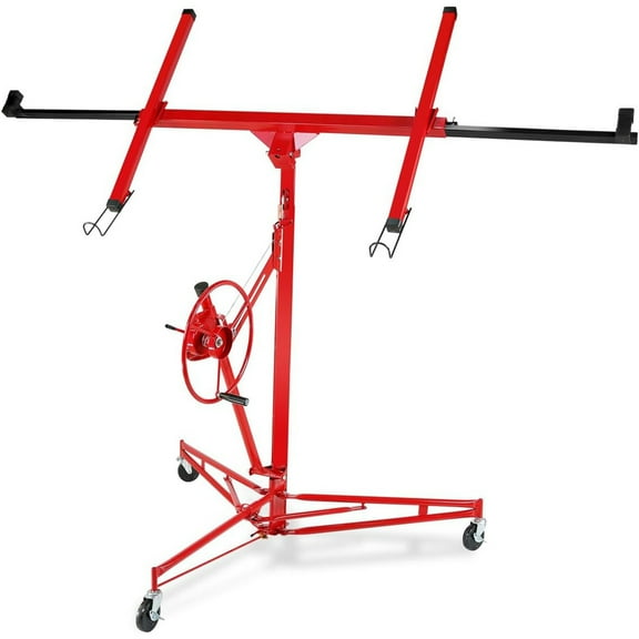 Pinypikaka Drywall Lift, 150lb Drywall Lift Jack with Wheels - 16FT Adjustable Steel Sheetrock Hoist for Ceiling & Wall Installation - Heavy Duty Panel Lifter for Pros & Homeowners