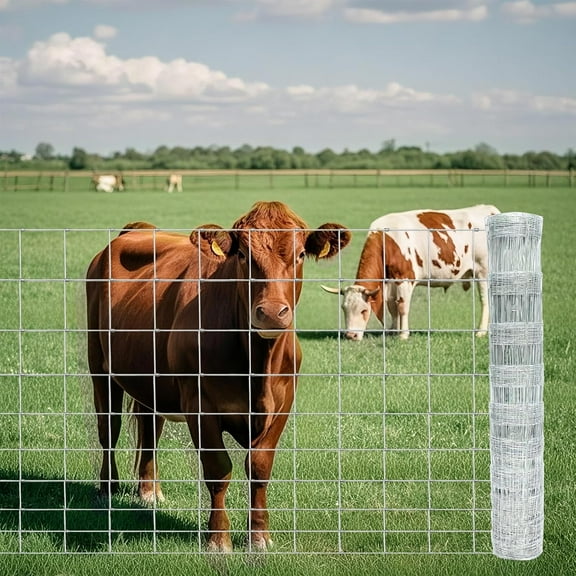 Pinypikaka Farm Livestock Fence 4Ft x 164Ft Agricultural Fencing for Yard, Galvanized Welded Wire Cattle Fence for Deer, Cattle, Goat, Hog, Sheep, Animals and Field Protection