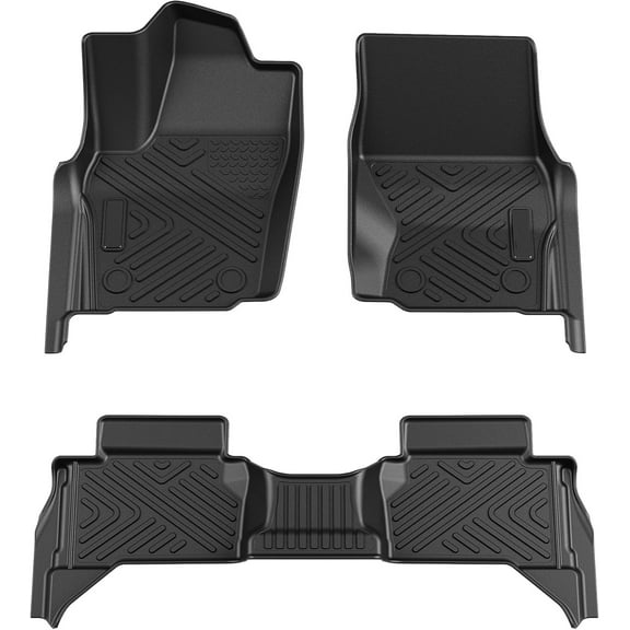 Pinypikaka Floor Mats Compatible for Toyota Tacoma 2024 2025 Double Cab (Not for Hybrid), TPE All Weather Vehicle Specific Fit Front 1st & 2nd Row Car Floor Liner Accessories Black