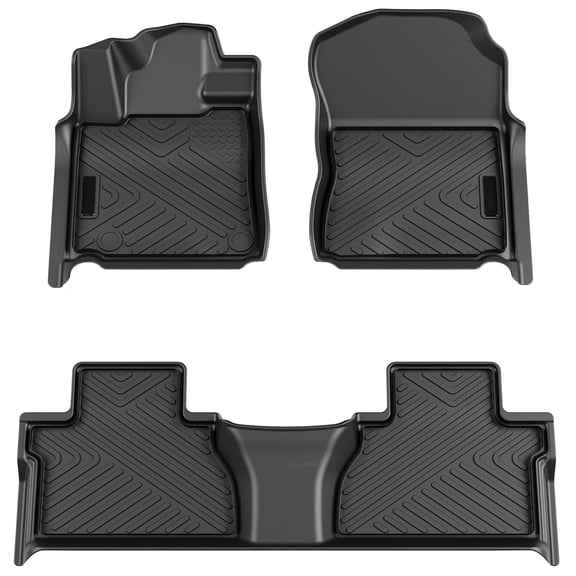 Pinypikaka Floor Mats Compatible for Toyota Tundra Crew Max Cab/Double Cab 2014-2021, TPE All Weather Vehicle Specific Fit Front 1st & 2nd Row Car Floor Liner Accessories Black