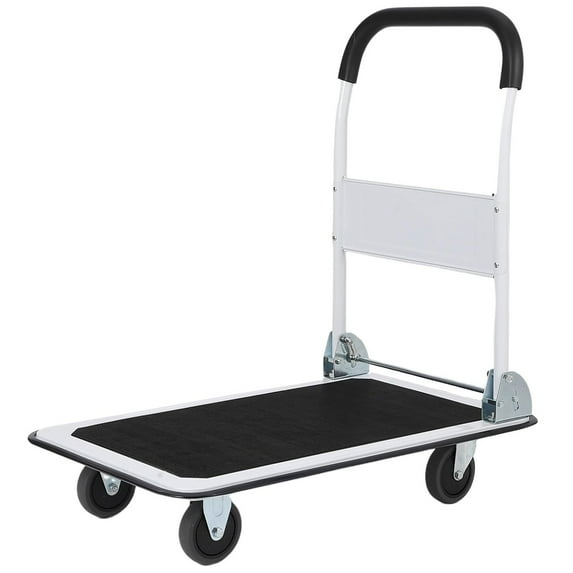 Pinypikaka Foldable Platform Truck 330 lbs Capacity Steel Flat Push Dolly with 4" Wheels 29" x 19" Heavy Duty Flatbed Hand Cart for Home Garden Office Warehouse Loading and Moving