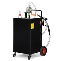 Pinypikaka Fuel Caddy, 35 Gallon Gas Caddy On 4 Wheels with Manual Transfer Siphon Pump, Gasoline Diesel Fuel Container for Cars, Lawn Mowers, ATVs, Boats