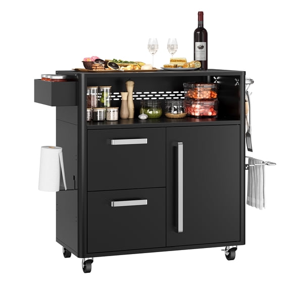Pinypikaka Grill Cart with Storage, Kitchen Island Cart Multifunction Food Prep Table with Stainless Steel Surface, Movable Universal Wheels, Outdoor Bar Cart Grill Cart for Grilling Accessori