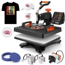 Pinypikaka Heat Press Machine, 12 x 15 inch, 6 in 1 Heat Press, 800W Sublimation Machine, 360° Rotation Swing-Away Heat Press, Dual-Tube Heating Printing for DIY T-Shirts Cap Mugs