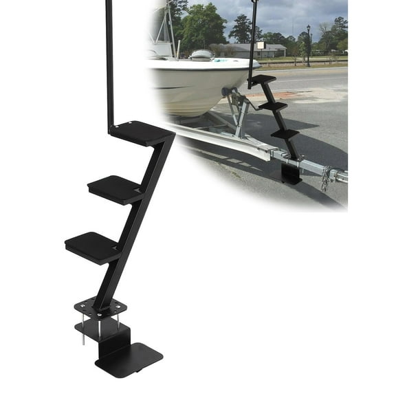 Pinypikaka Heavy Duty Boat Trailer Steps with Handle, 3-Step Non-Slip Surface, Universal Fit for Trailer Tongue Access, 400 lbs Load Capacity