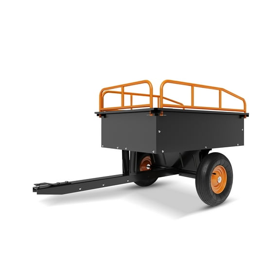 Pinypikaka Heavy Duty Steel Tow Behind Dump Cart 750 lbs Capacity Garden Trailer, 15 Cu Ft Pull Behind Utility Dump Trailer for Lawn Mower & Yard Work