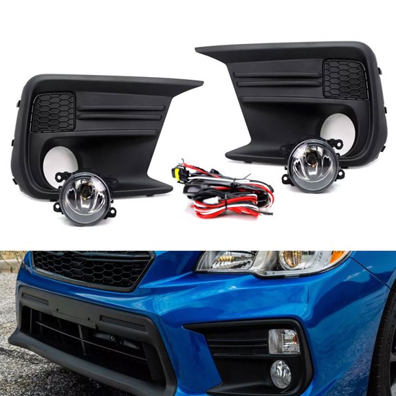 Pinypikaka Left & Right Side Bumper Fog Light with Cover Grilles Compatible for Subaru WRX 2018-2021, Fog Lamp Cover Bezel Set