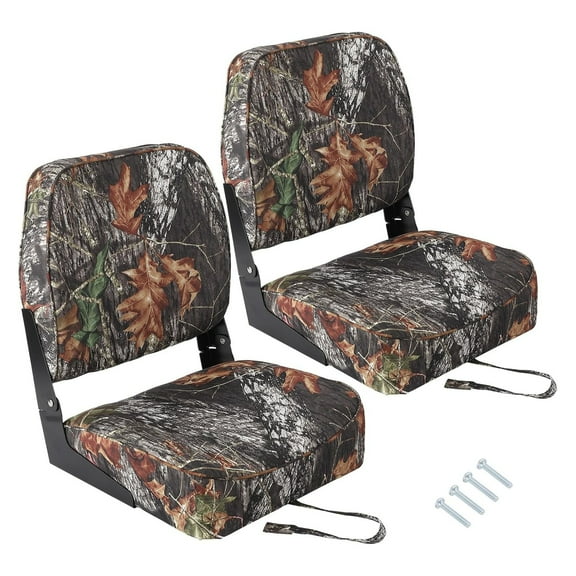 Pinypikaka Low Back Boat Seats Set of 2 Marine Seats, Fold-Down Fishing Boat Chair with Thickened Sponge Padding and Hinge for Sightseeing Boat, Speedboat, Canoes