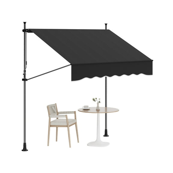 Pinypikaka Manual Retractable Awning, 118''x118'' Patio Awning Exterior Outdoor Sunshade Shelter, Angle & Height Adjustable Sunsetter Retractable Awning UV Protection for Any Window or Door