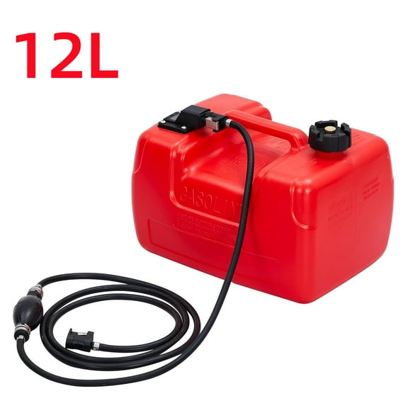 Pinypikaka Marine Fuel Tank 3 Gallon Portable Tank, 12L Outboard Boat Gas Tank with Line, Easy to Carry, Red