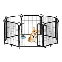 Pinypikaka Metal Dog Playpen, 8/12/16 Panel Dog Fence with Gate for Yard, Pet Exercise Pen for RV Camping Garden for Puppy and Small Dogs with Fixed Stakes