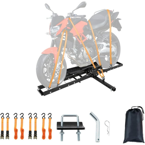 Pinypikaka Motorcycle Hitch Carrier With Ramp 500LBS, Heavy Duty Steel Dirt Bike Hauler, Motorcycle Rack for Bicycle Dirt Bike