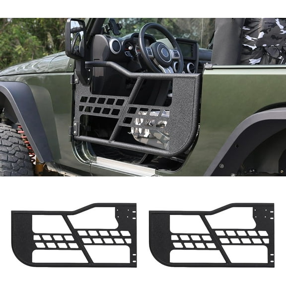 Pinypikaka Off-Road Doors Compatible for Wrangler JK 2007-2018 (2-Door Only), Set of 2 Half Tube Doors for Offroad Trail Adventure, NO Mirrors