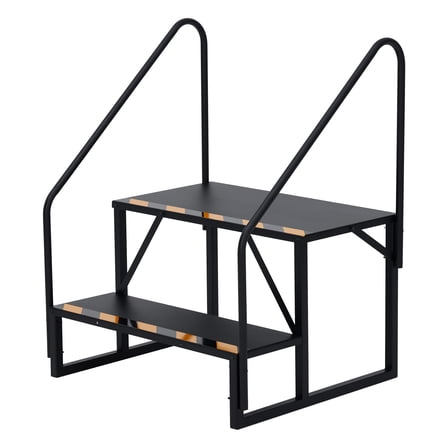 Pinypikaka RV Stairs with Handrail, Portable Camper Steps for Travel Trailer & Hot Tub, Outdoor Stairs with Non-Slip Treads & Powder Coated Frame