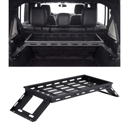 Pinypikaka Rear Trunk Cargo Storage Rack for 2007-2025 Wrangler JK JKU & JL JLU Unlimited 4 DR, 350LBS Heavy-Duty Steel Luggage Rack for Camping Trip Gear, Easy to Install