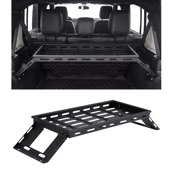 Pinypikaka Rear Trunk Cargo Storage Rack for 2007-2025 Wrangler JK JKU & JL JLU Unlimited 4 DR, 350LBS Heavy-Duty Steel Luggage Rack for Camping Trip Gear, Easy to Install