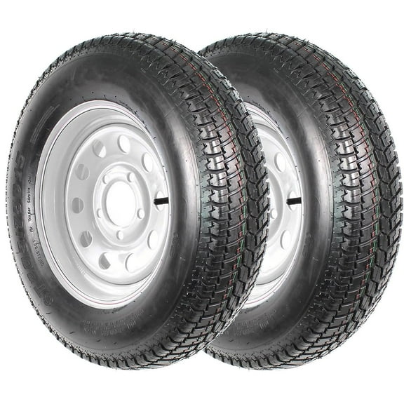 Pinypikaka ST205/75D15 Trailer Tires, 5 Lug on 4.5", 6PR Load Range C, 15in Fuel-saving Designed Trailer Tires 205 75 15, Set of 2, Black
